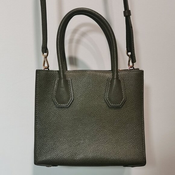 Olive/Gold Pebbled Leather Satchel/Crossbody EUC # 250 - Picture 4 of 14